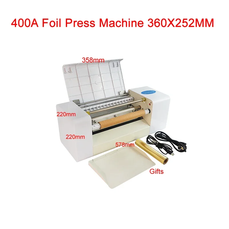 400A Foil Press Machine 360X252MM Foil Stamping Printer 220V 110V Compatible Can Add Rolling Reel Kit