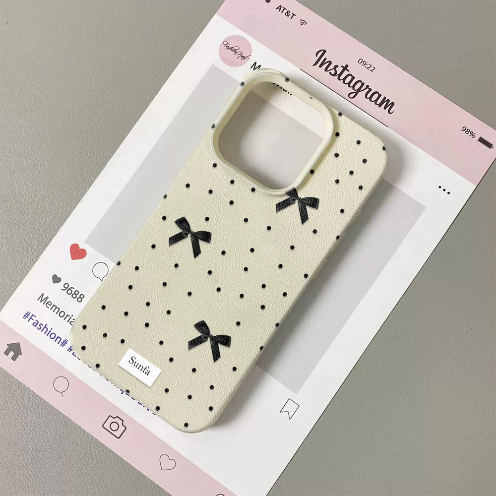

Black Bow Phone Case For iPhone 16 Pro Max 11 12 13 12 14 15 16 Pro Shockproof Silicone Soft Cover iPhone 11 12 16