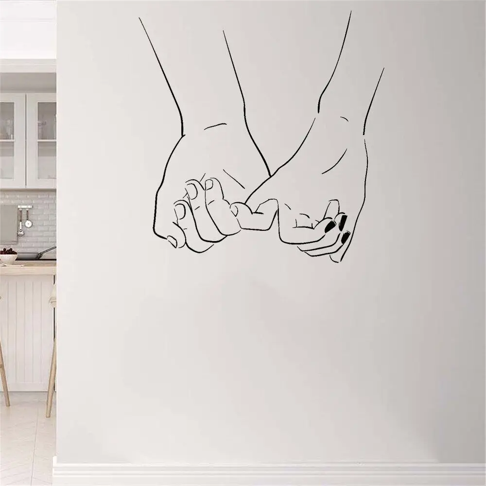 Love Couple Hands Wall Stickers Bedroom Adornment Romantic Room Vinyl Wall Decal Bride and Groom Living Room Decoration