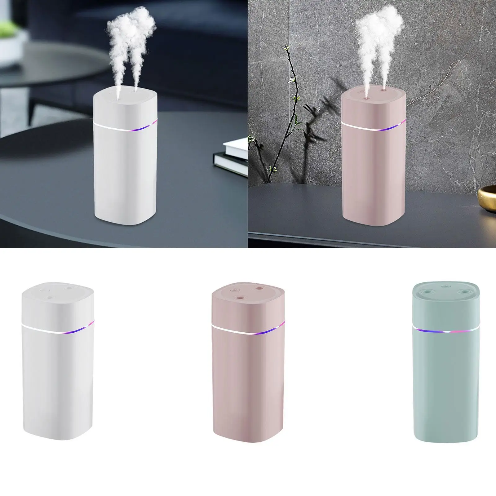 Desktop Humidifier with Atmosphere Light USB Powered Mute Two Mist Modes Mist Humidifier for Tabletop Indoor Bedroom SPA Office