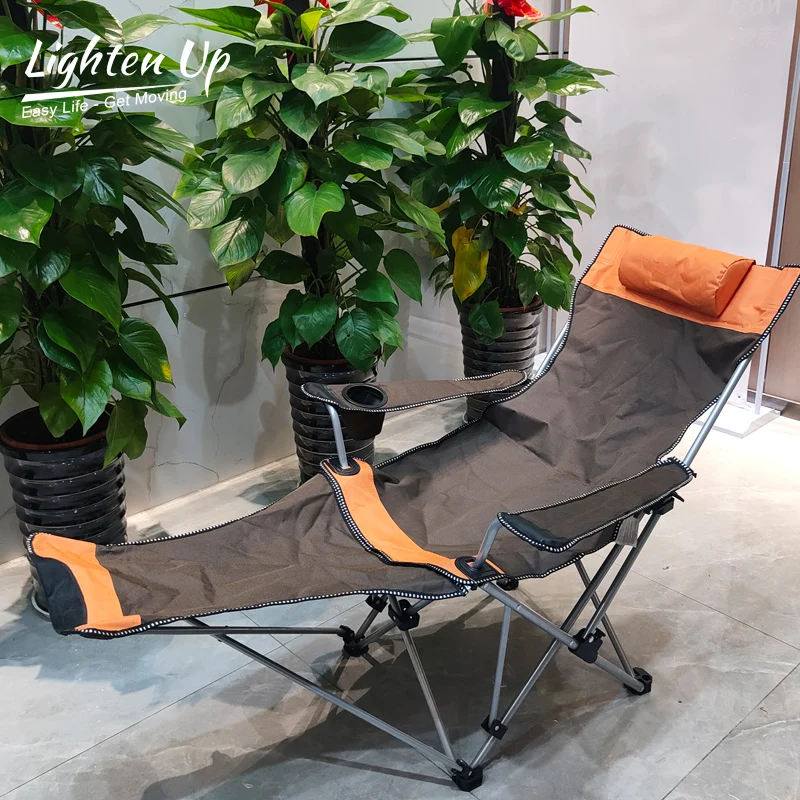 Cadeira de acampamento dobrável com apoio para os pés, encosto ao ar livre, cama portátil, cadeira para acampar, pesca, dobrável Beach Lounge Chair