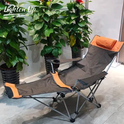 Outdoor Folding Camp Chair Backrest With Footrest Portable Bed Nap Chair For Camping Fishing Foldable Beach Lounge Chair