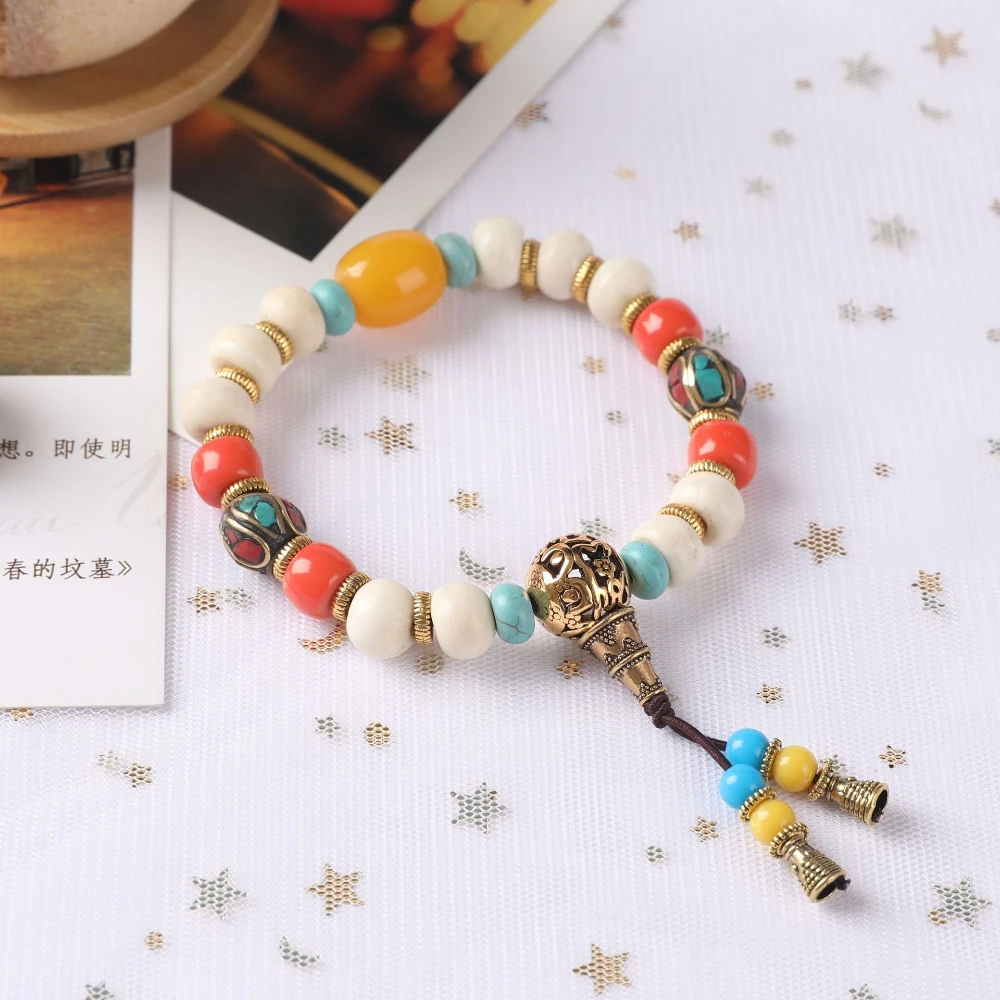 

Natural Tibetan Beef Bone Bracelet, Women's Lucky Bracelet, Cultural Play, Jewelry