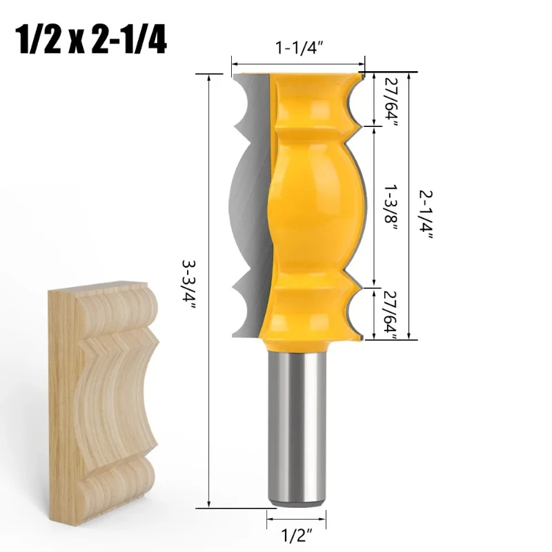 

Wood Carving Large Line Knife Crown Molding Router Bit Cutter Woodworking Milling 1PC 1/2" 12.7MM Shank Milling Cutter