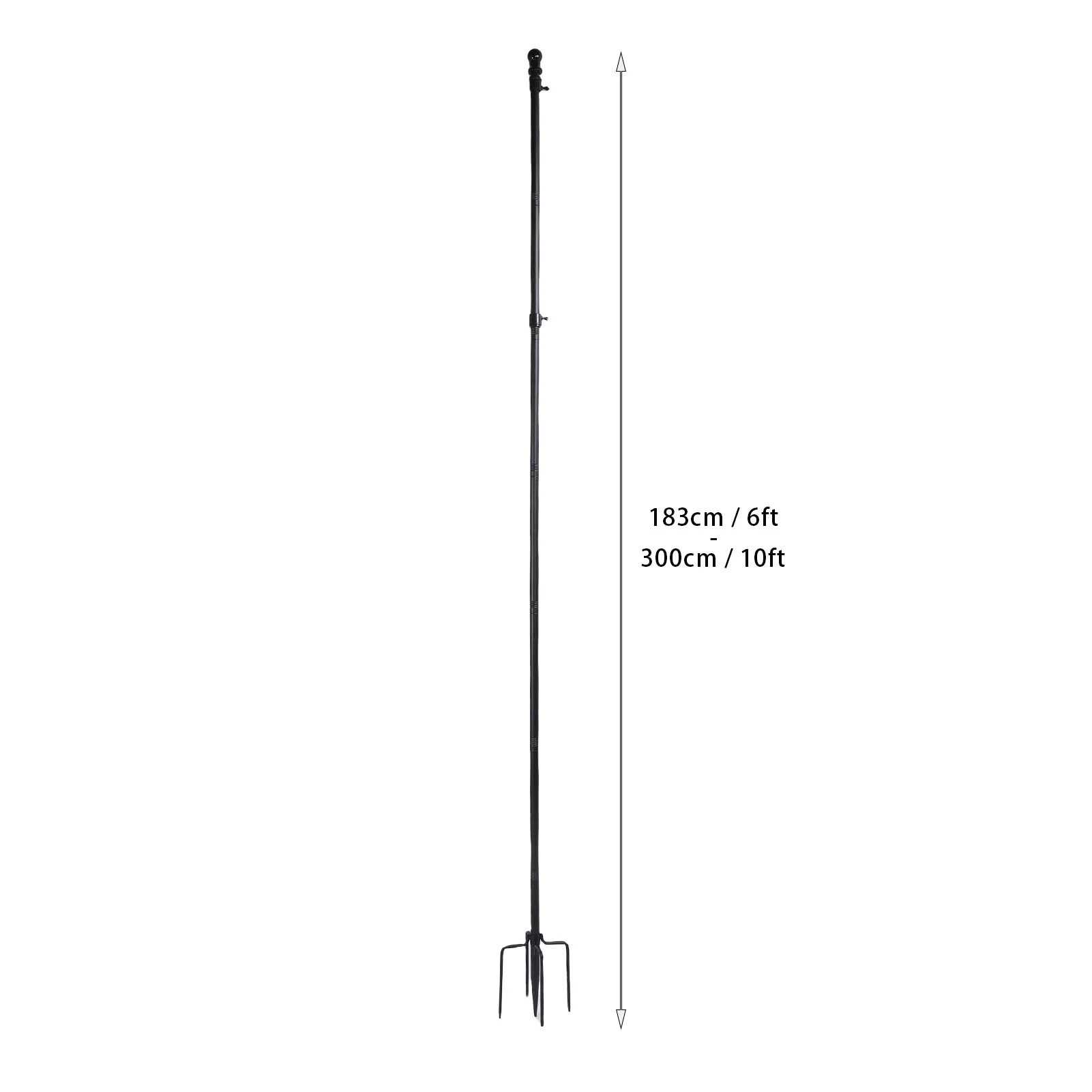 10ft Ground Flag Pole Thickened Stainless Steel Adjustable Height Outdoor Flagpole with 5 Prong Base for Garden Yard