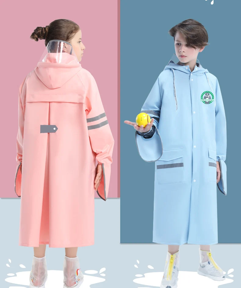 Children Kids Raincoat Boys Girls Thickening Rain Coat Poncho Jacket Outdoor Hiking Student Rainwear With Bag Space High Quality