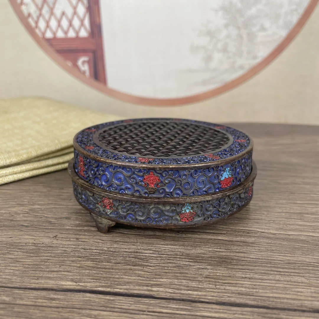 

Sculpture made old cloisonne stove ornament retro household alloy incense burner plate inc supplies