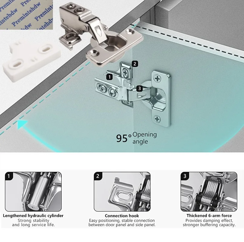 10Pcs Hydraulic Short Arm Cabinet Hinge