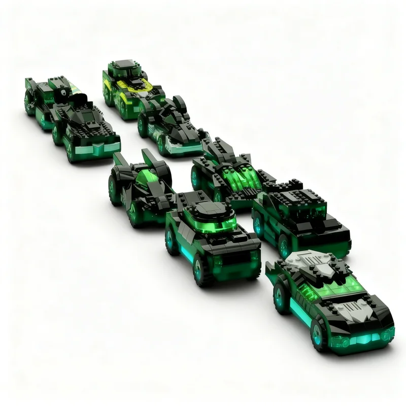 2095PCS MOC City Champions Super Car Racing Drones 9 Pack Hot Wheels Acceleracers Modelo Tecnología Bloques de Construcción DIY Regalo Hogar