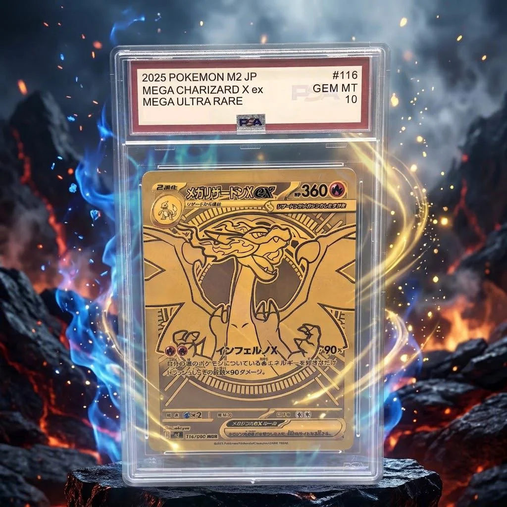 DIY PTCG Rating Card 2025 POKEMON M2 JP MEGA CHARIZARD X ex MEGA ULTRA RARE 10points Hobby Anime Game Collection Card Toy