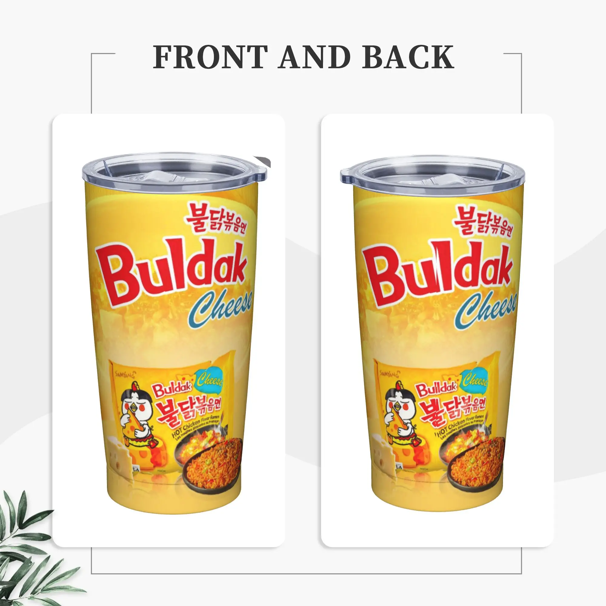 Queso picante Buldak pollo caliente Ramen vaso de acero inoxidable preservación del calor térmica viaje coche bebida fría botella de agua taza