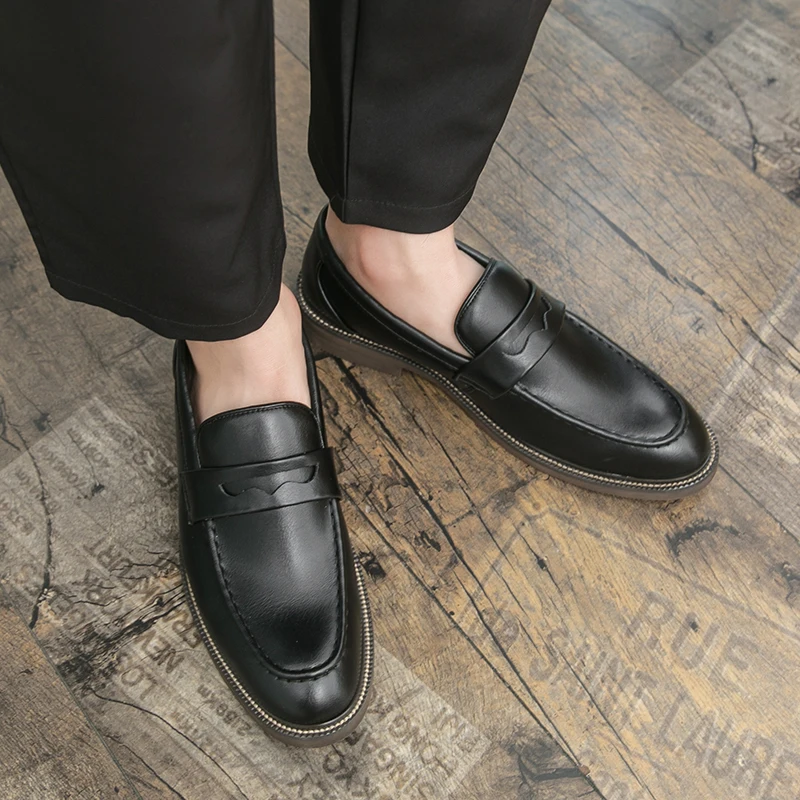 

2026 New Model British-style Loafers for Men - Fashionable Breathable Business and Casual Wear One-Piece Leather Shoes