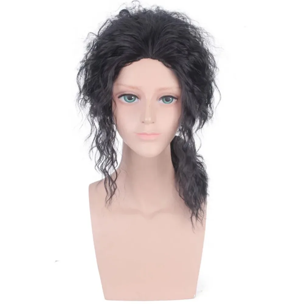 شعر مستعار اصطناعي مجعد أنيق متوسط الطول أسود على الطراز الأفرو زي حفلة طالب ذو مظهر طبيعي شعر مقاوم للحرارة