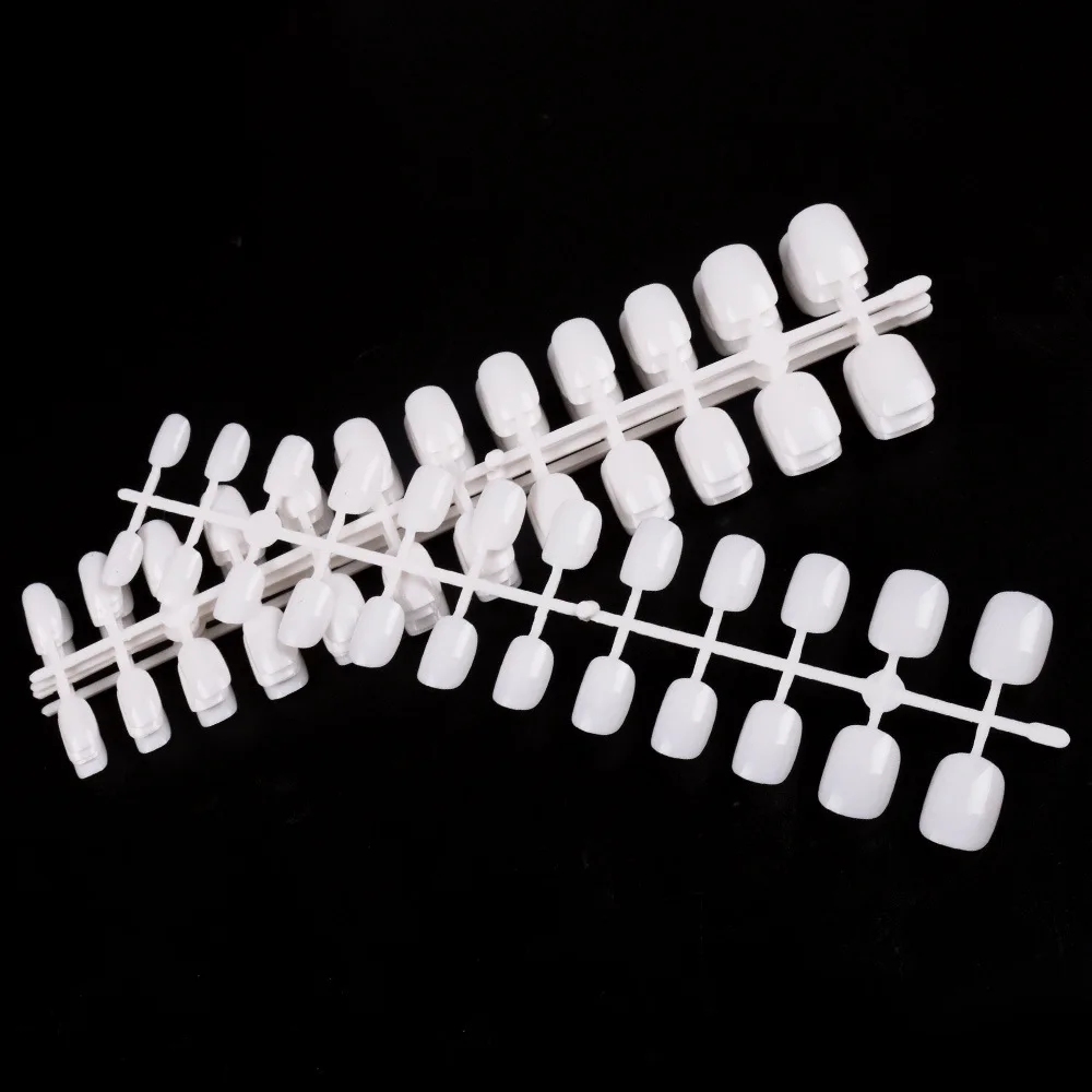 120 ピース/セット白ショートヌードアクリルナチュラル付け爪マニキュアツールネイルアート付け爪のヒント