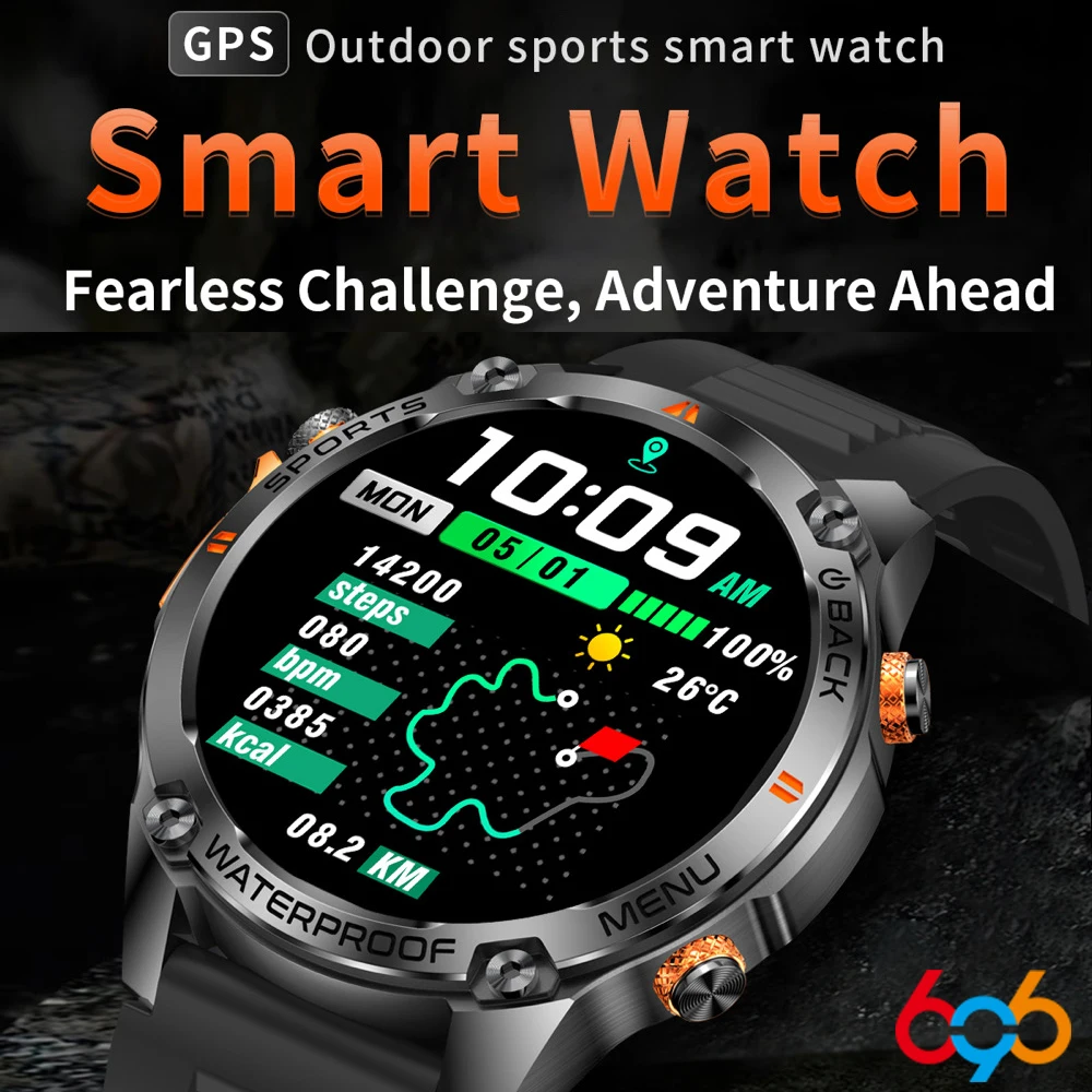 Jam Tangan Pintar GPS Luar Ruangan Layar AMOLED Kompas Barometrik Altimeter Album Panggilan BT Jam Tangan Pintar Pengingat Informasi Panggilan Video