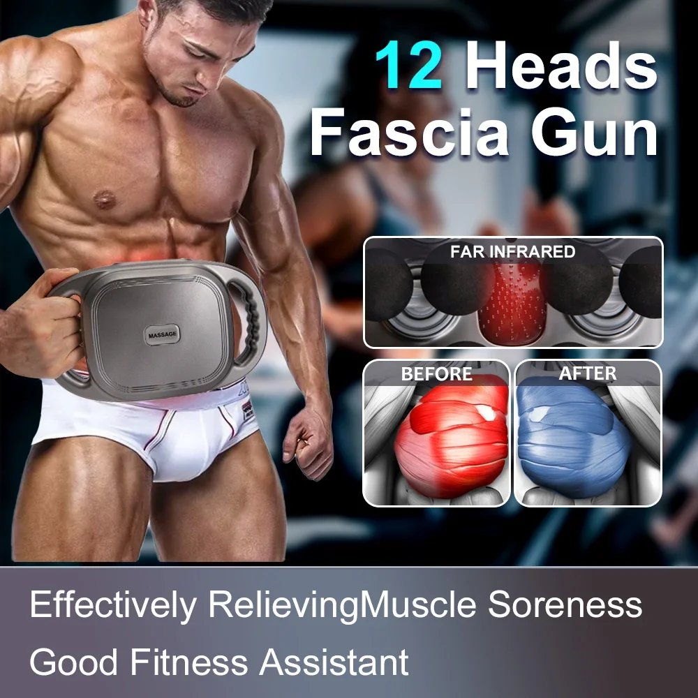 

12 & 6 Heads Electric Massage Gun, Deep Muscle Massager Body Relaxation High Frequency Vibrating Fascial Gun, Fitness Massage