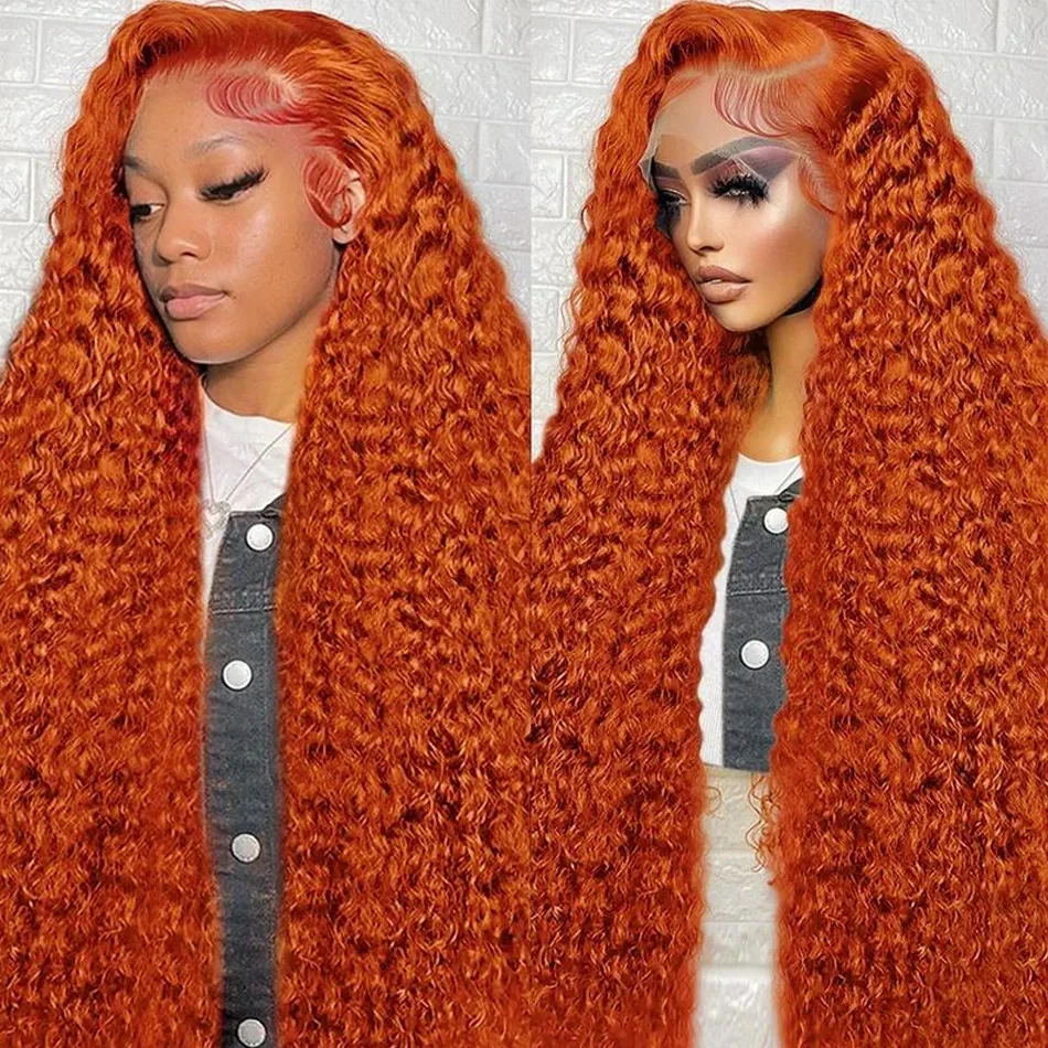 

Lace Front Wig Orange Ginger Curly Wigs Human Hair Deep Wave Frontal Wig 13x4 13x6 HD Lace Front Human Hair Wig For Women