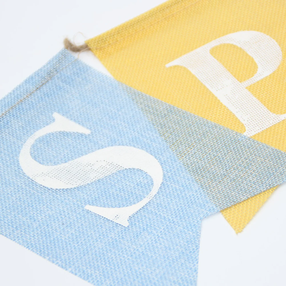

58.5 Inches Spring Party Flags Imitation Linen Bunting Banner Banner Flags Linen Handmade Colorful Decoration