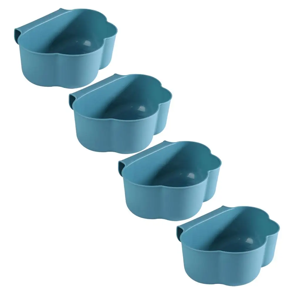 

4 Pcs Garbage Can Trashcan with Lid Sundries Storage Bin Blue Plastic Kitchen Mounted