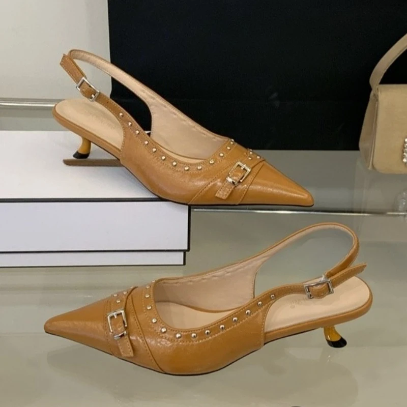 

Aneikeh Sexy Fashion Pointed Toe High Heels Pumps Elegant Women Heeled Sandal Slip on Ladies Slingback Banquet Party Shoes