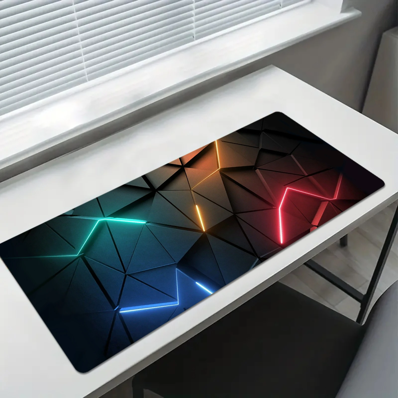 Futuristic Tech Style Mouse Pad, Neon Line Gaming Desk Mat, Computer Keyboard Gaming Desk Mat