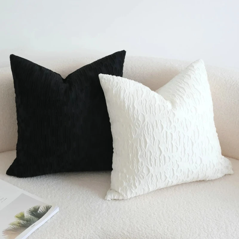 

Black and White Hollow Cushion Cover Modern Simplicity Worn-out Pillow Covers Decorative Living Room Sofa Throw Pillow Case