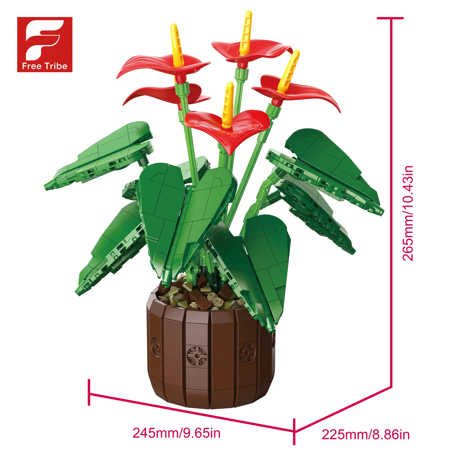 시뮬레이션 꽃다발 모델 732PCS DIY 퍼즐 블록 소형 입자 벽돌 영구적인 홈 데코 소녀용 선물