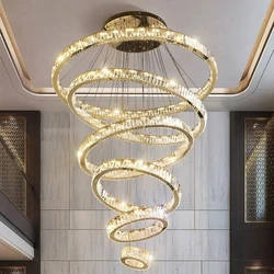 European Style Modern Crystal LED Chandelier Hanging Living Room Lighting Chandelier Staircase Hall Chandelier Lamps For Room