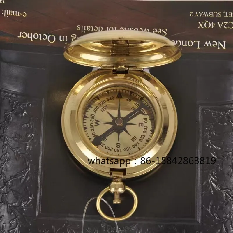 Brass Flap Pocket Compass, Portable Outdoor Tool for Wild Camping & Hiking