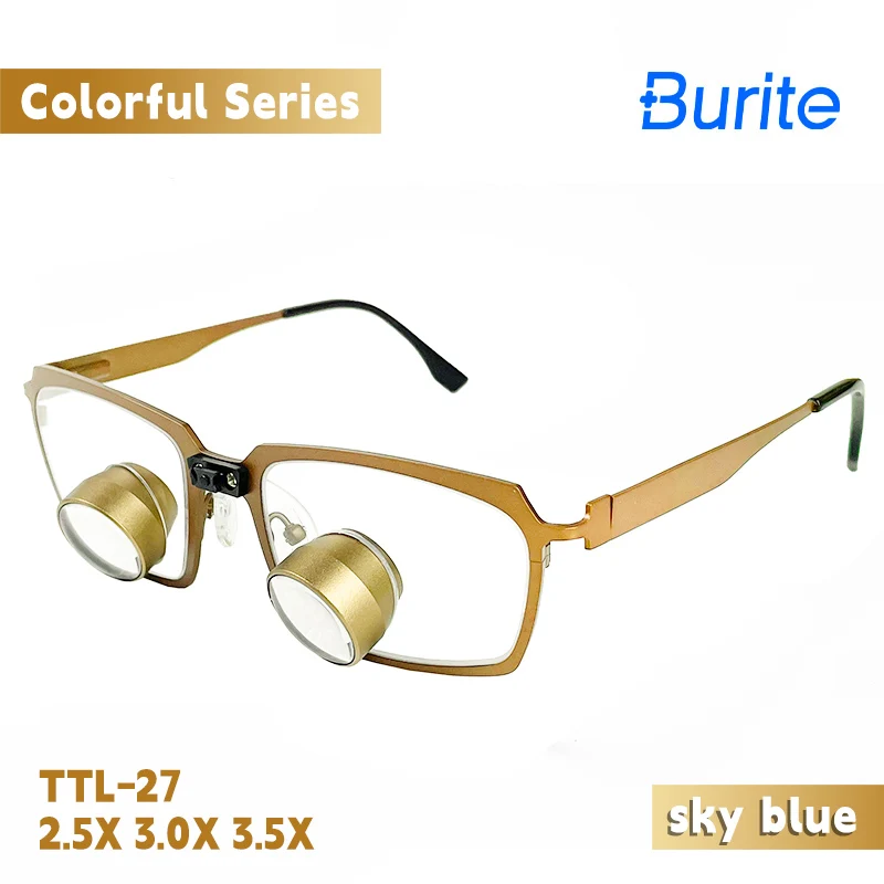 

Burite New Arrival TTL Loupes 2.5X/3.0X/3.5X(Through The Lenses) Customized Dental Surgical Lupa with lights battery Titanium