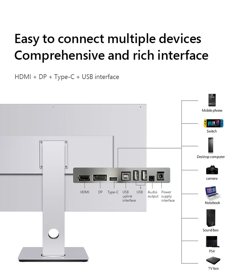 Moniteur LCD HD IPS de 4K et 32 Pouces, Vertical, Sans Cadre, pour Photographie, Type-C, permission d'Écran Externe