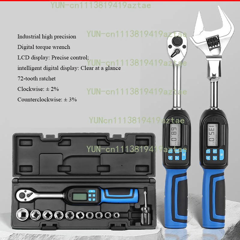 Accurate to ±2% Digital Torque Wrench 6.8-135N.m Electronic Preset Torque Ratchet Wrench With Buzzer LED Flash Notification