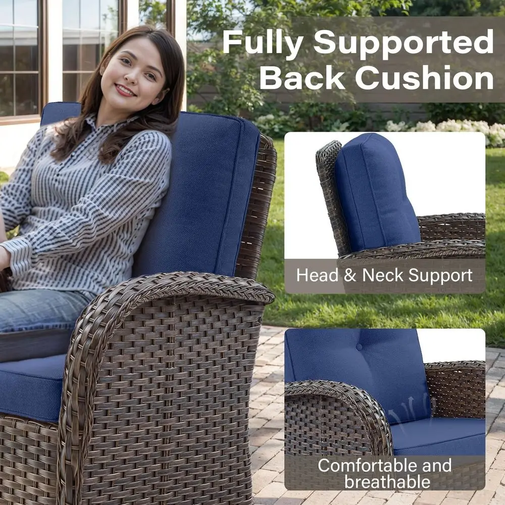 

Patio Furniture Swivel Glider PE Wicker Chairs, Outdoor Swivel Rocker Seating with Cushions for Porch Deck Balcony, Brown Wicker