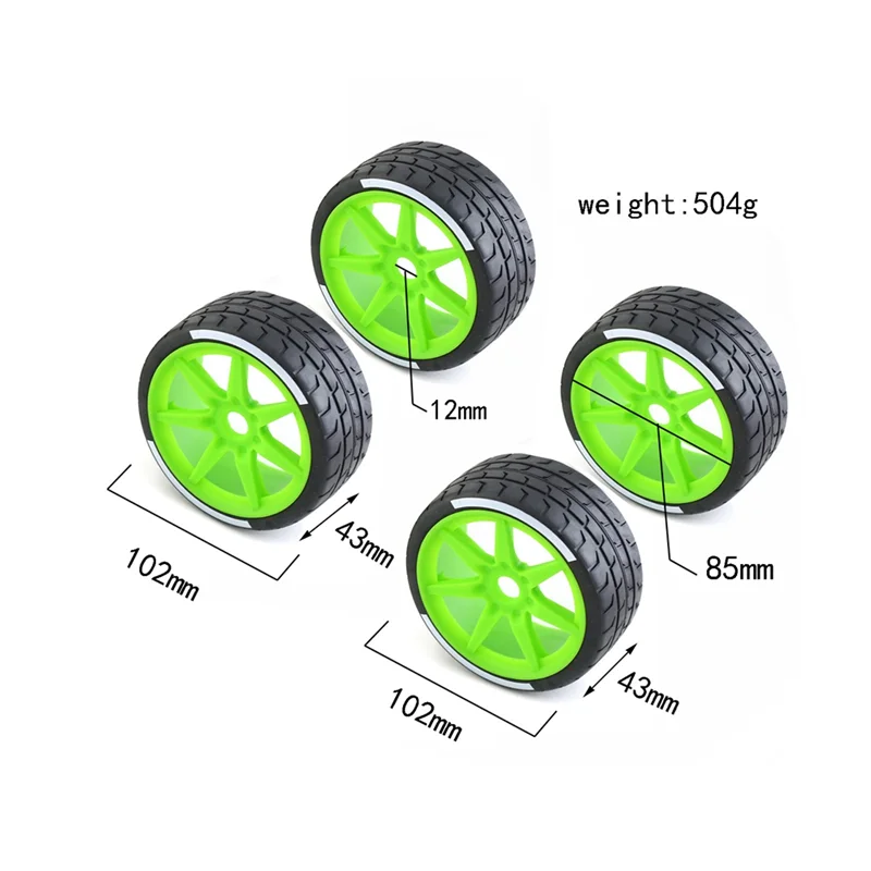 4Pcs 43X102mm Tire Tyre 17mm Wheel Hex for Arrma 1/7 Infraction Limitless 1/8 HPI WR8 HSP Kyosho RC Car Upgrade Parts, 3