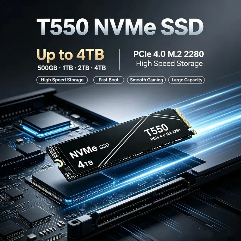 T550 M.2 2280 PCIe Gen4 NVMe SSD,500GB/1TB/2TB/4TB,Up to High‑Speed Gaming Storage for Laptop Desktop PC Upgrade