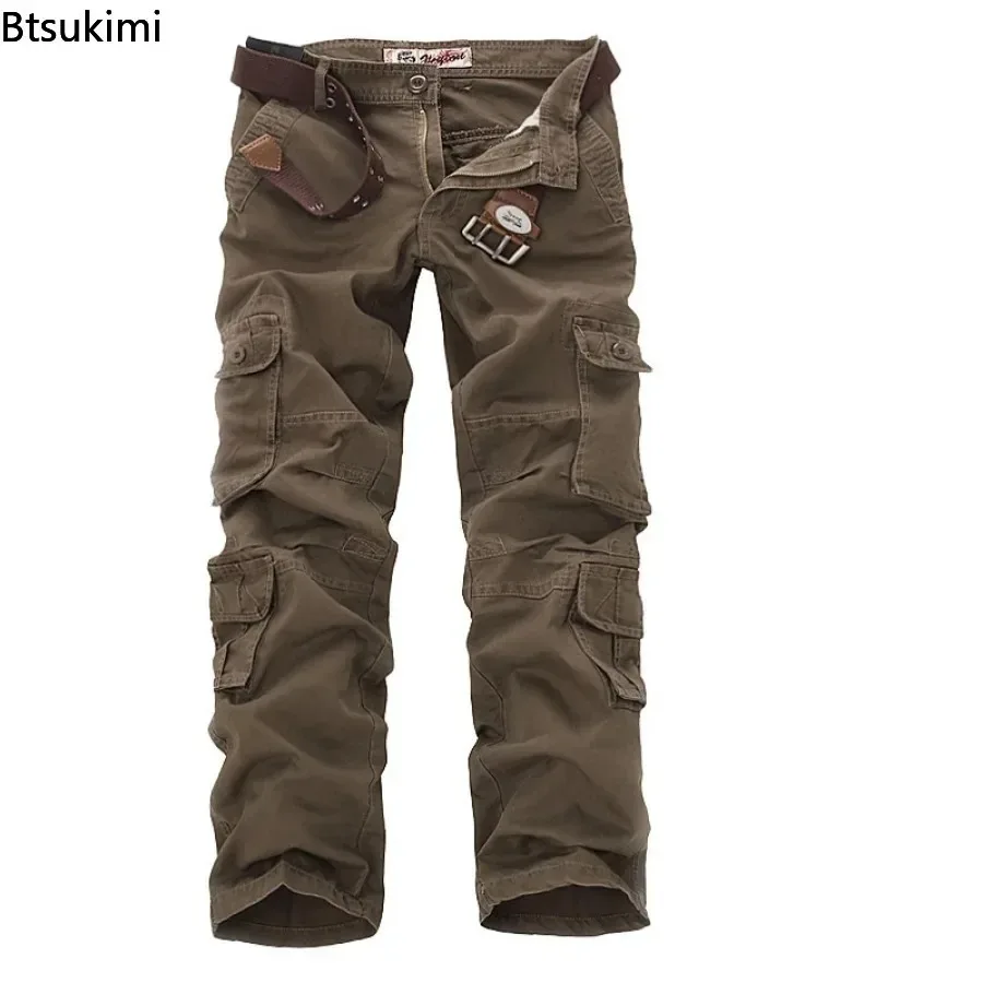 2026 Men\'s Military Cargo Pants Trend Multi-pockets Loose Cotton Casual Pants Overalls Army Tactical Trouser for Men Plus Size46