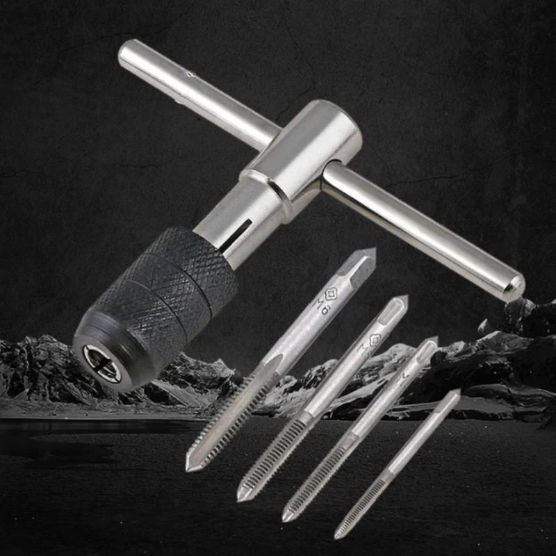  T Type Machine Hand Screw Hole Threading Taps Reamer Drill Tap Die Wrench Tools