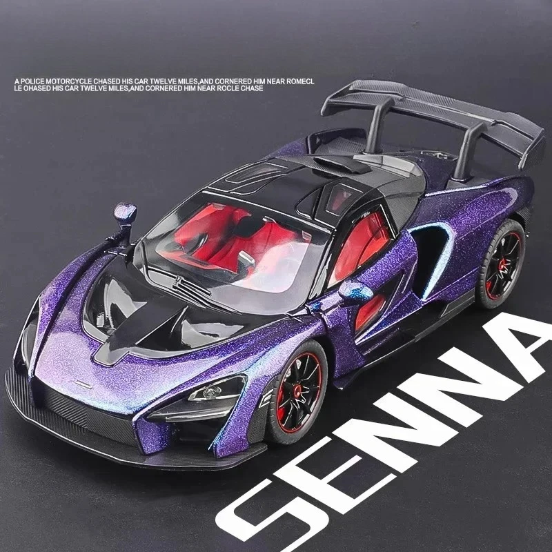 

1:24 Senna, литая под давлением модель автомобиля из сплава металла, коллекция звуков и света, хобби, супер гоночная серия, праздничный подарок на день рождения для мальчика
