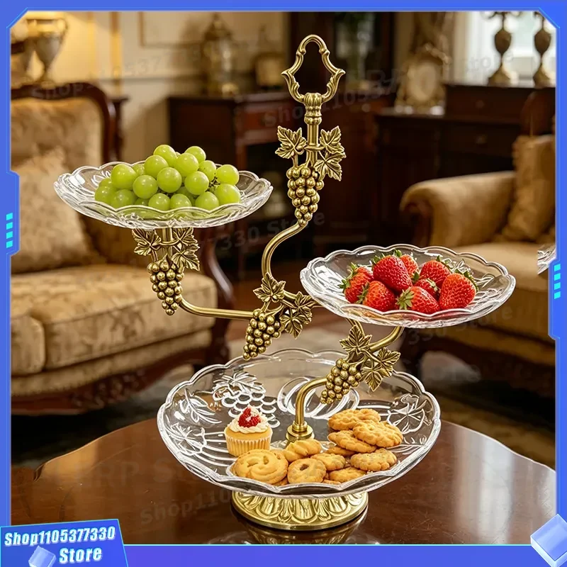 Luxury Brass Fruit Plate Multi Tier Serving Tray for Living Room Coffee Table Home Decor Elegant Cake Stand Dining Table