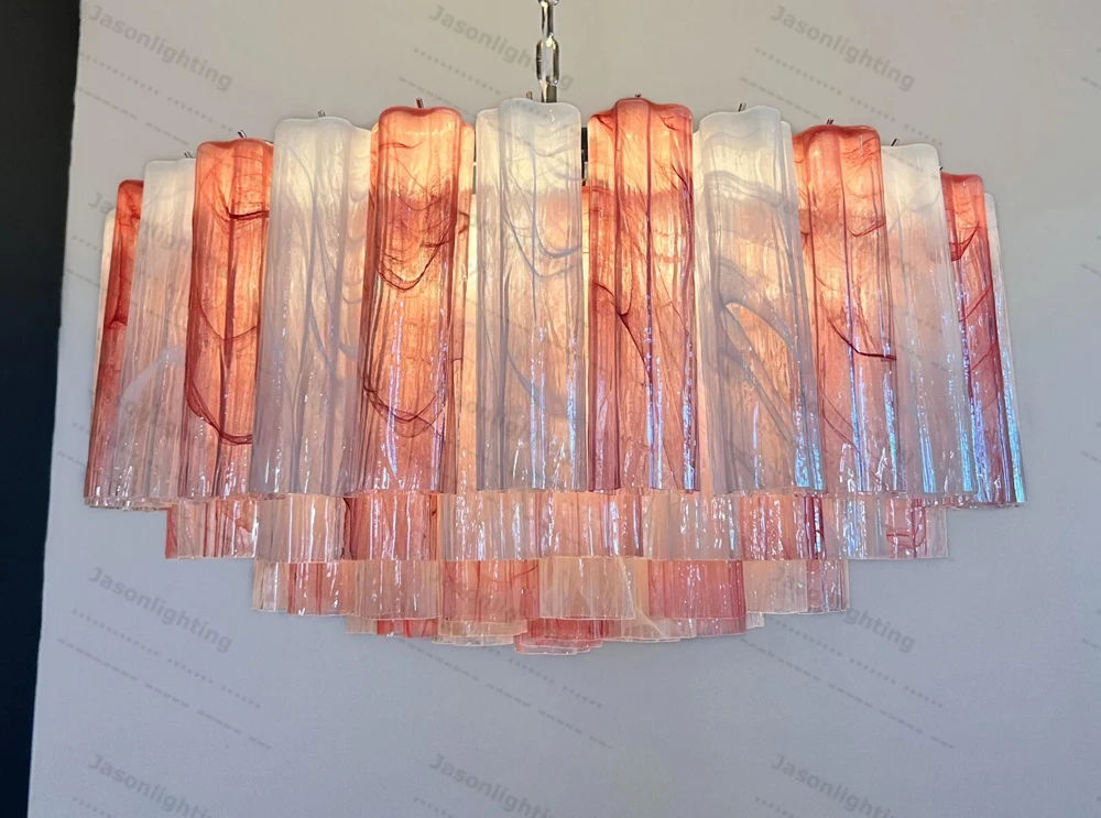 Pink Romance Glass Colletion Gold Silver Chandeliers