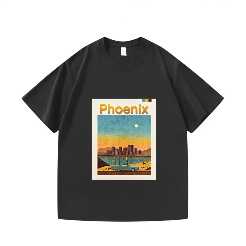 

Мужская футболка черного цвета с принтом городской пейзажа Феникса, повседневная одежда, летние модные футболки для мужчин, хлопковые футболки высшего качества с коротким рукавом