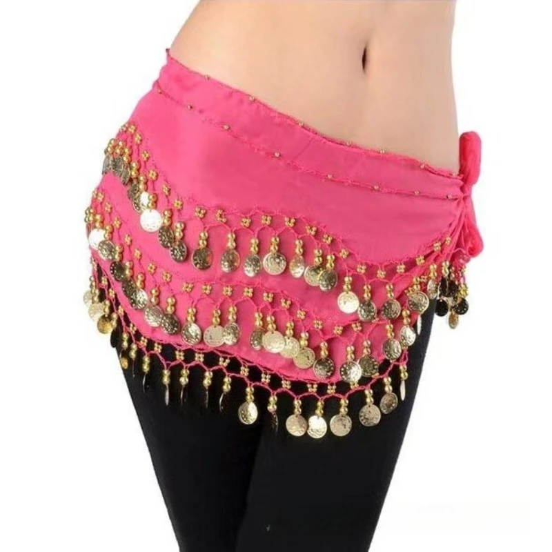 Bufanda de cintura de gasa ondulada versátil para danza del vientre y danza india - Cadena de cadera ajustable para artistas adultos y danza grupal