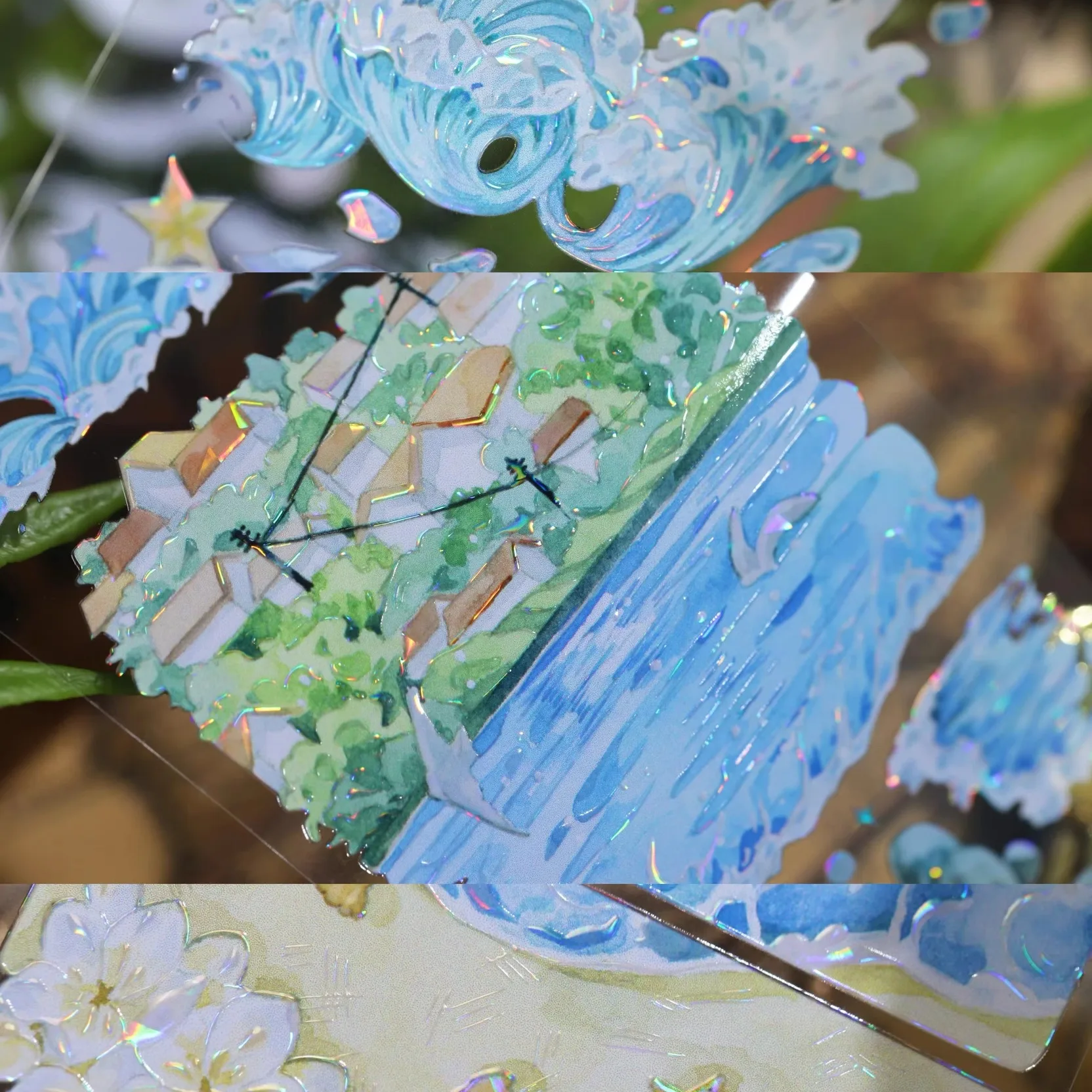 ต้นมะพร้าวริมชายหาด วันหยุด ทะเล PET Washi Tape เงา