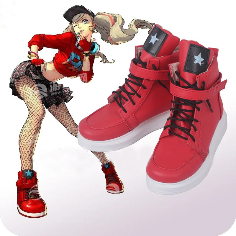 

P5D Persona 5 Dancing in Starlight Anne Takamaki Cosplay Boots Red Shoes Custom size women men Halloween Carnival boots