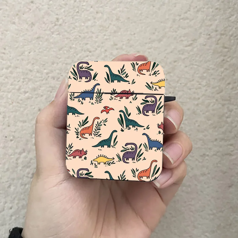 Cute Cartoon Dinos Dinosaur AirPods Case Black Wireless Bluetooth Earphone Case for Apple Airpods 1 2 3 Pro 2 Protective Case