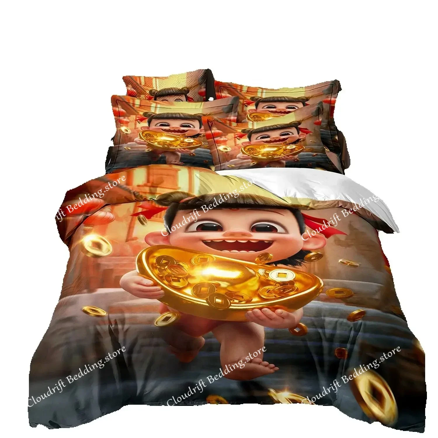 

Пододеяльник с HD-печатью «Нэ Чжа», комплект постельного белья «Нэ Чжа 2» для односпальной, полуторной, двуспальной, королевской кровати, комплект постельного белья для взрослых и детей, пододеяльник для спальни