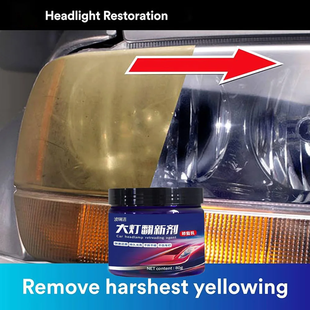 Car Headlight Restoration Polishing Kits Headlamp Scratch Remover Repair Cleaning Paste Remove Oxidation Headlight Polish Liquid - Image 3