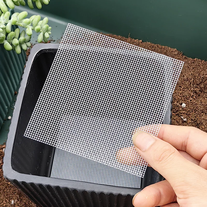 50pcs Pot Hole Mesh Pad Mat Grid Drainage Hole Screen for Pot Bottom Prevent Soil Loss Anti Bonsai Flower Plant Gardening Tools
