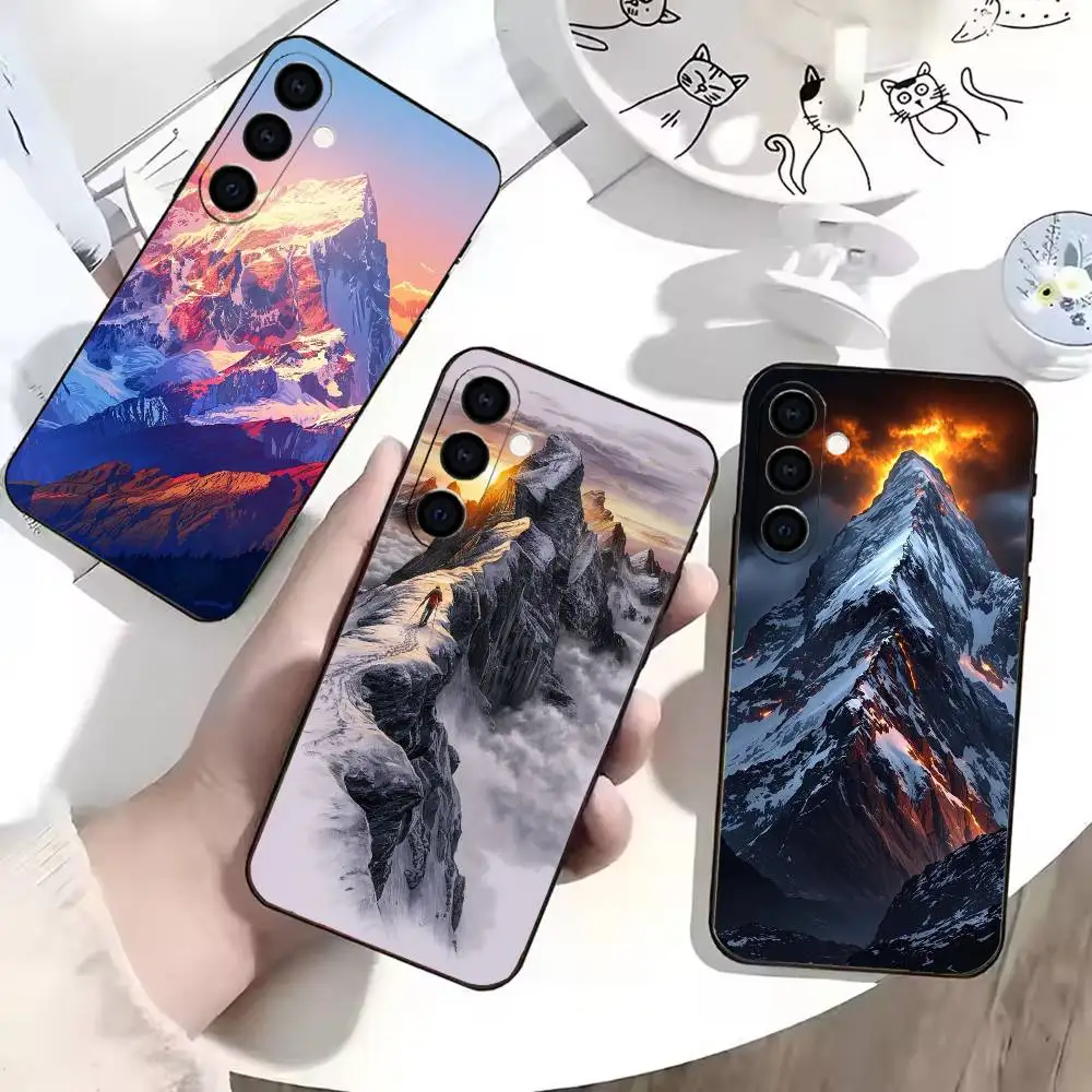 Snow Mountain  Phone Case Black Silicone Soft For Samsung Galaxy A73,A72,A71,A70,A53,A52,A51
