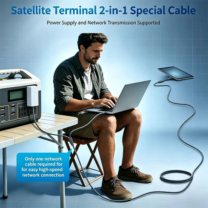 Starlink Mini 2 in 1 Ethernet Cable Power Cord & RJ45 Ethernet Cable, Gigabit Data Accessories for RV Boat, Van, Outdoor Use